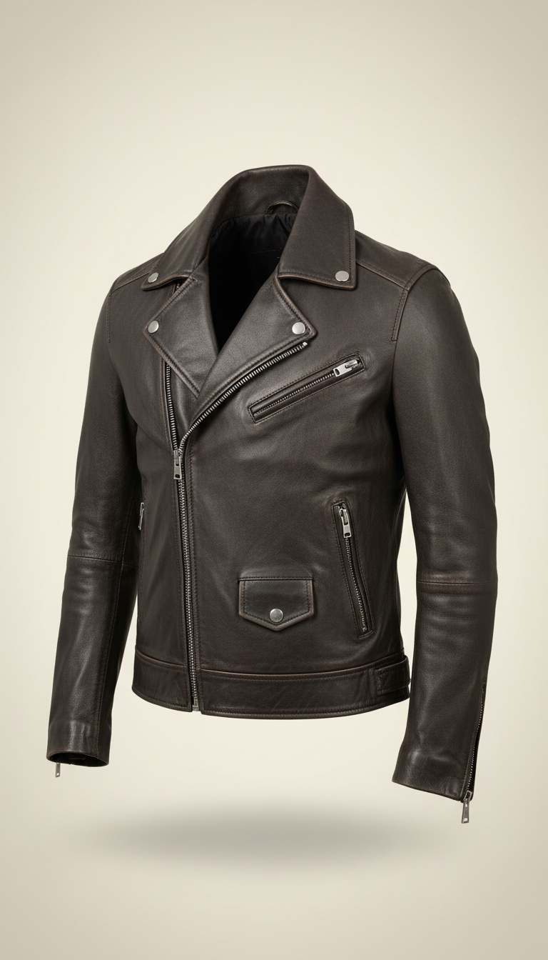 Graphite Leather biker jacket