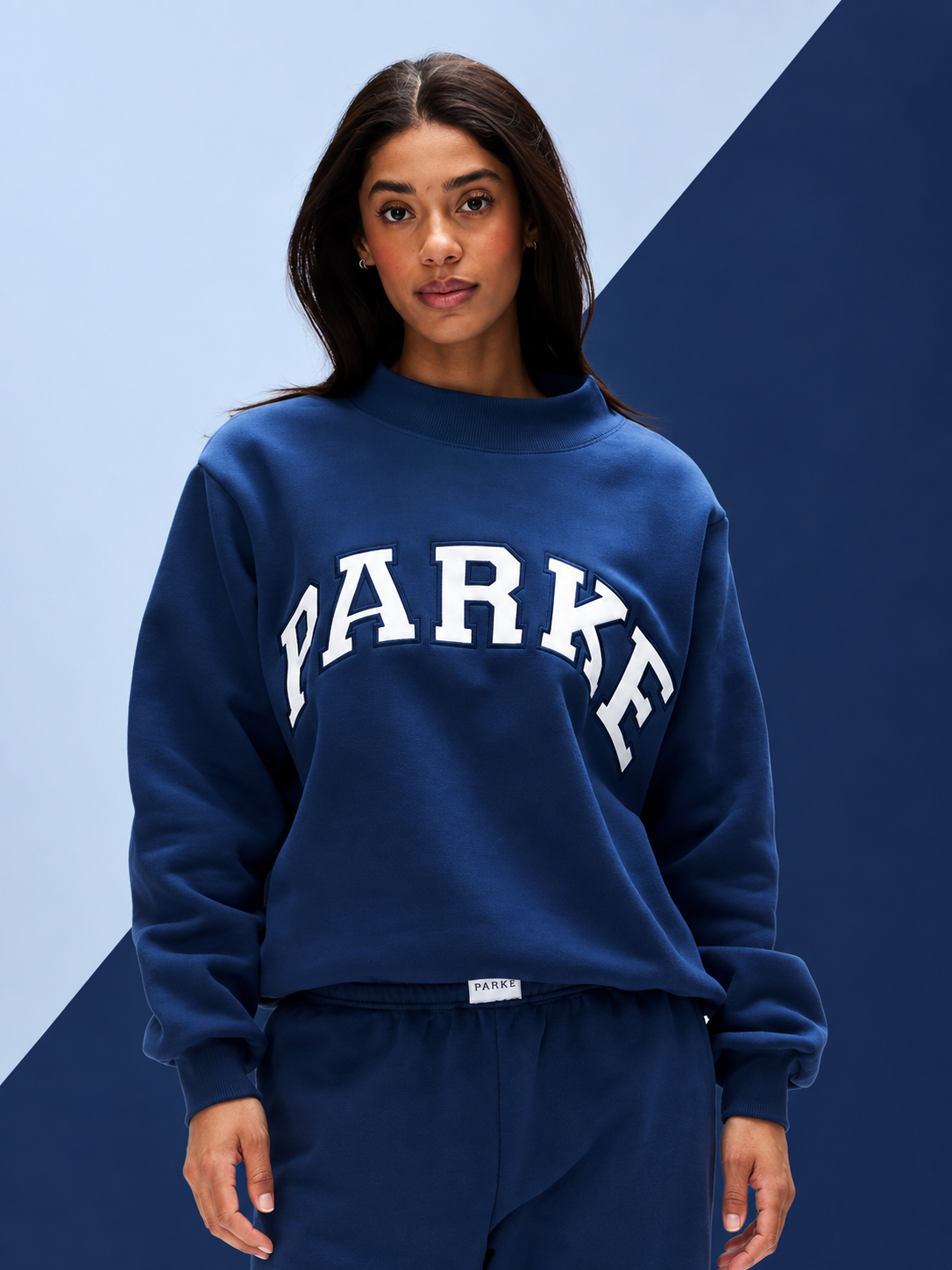 Parke Vintage Denim Varsity Mockneck Sweatshirt
